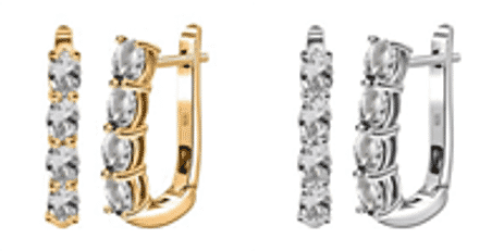 White Topaz Hoop Earrings Bundle in Platinum Plated & 18K Vermeil Yellow Gold Sterling Silver
