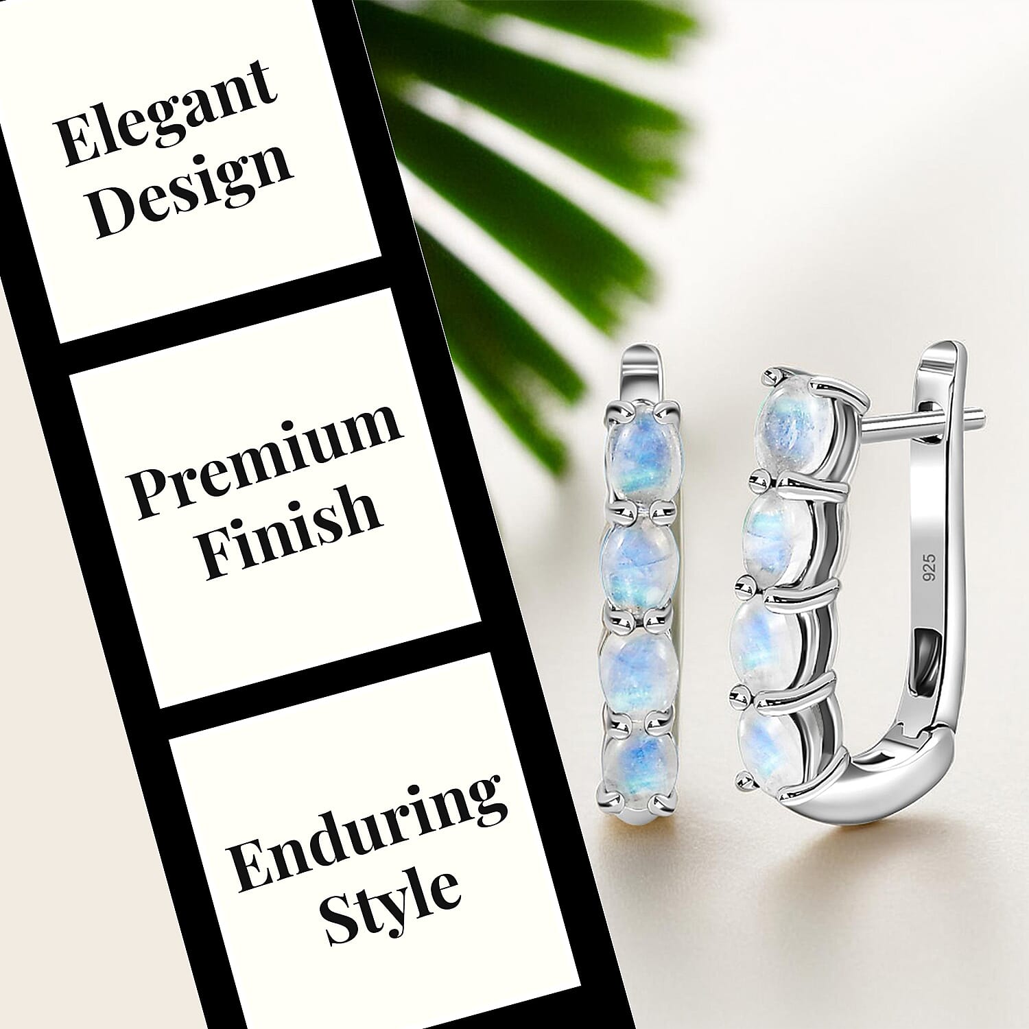 Moonstone June Birthstone Hoop Earrings Bundle in Platinum Plated & 18K Vermeil Yellow Gold Sterling Silver