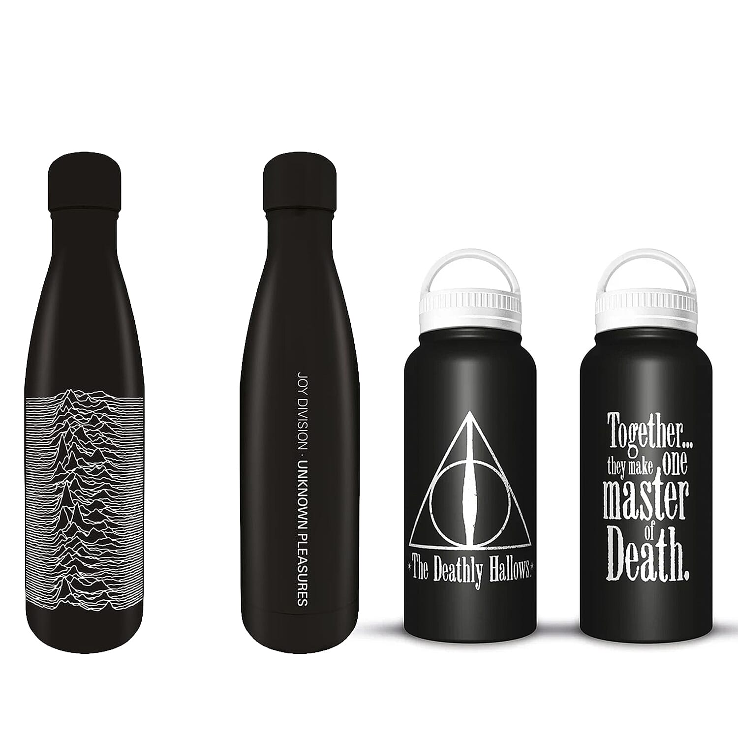 Set of 2 Joy Division Metal Drinks Stainless Steel Bottle & Deathly Hallows Metal Flask