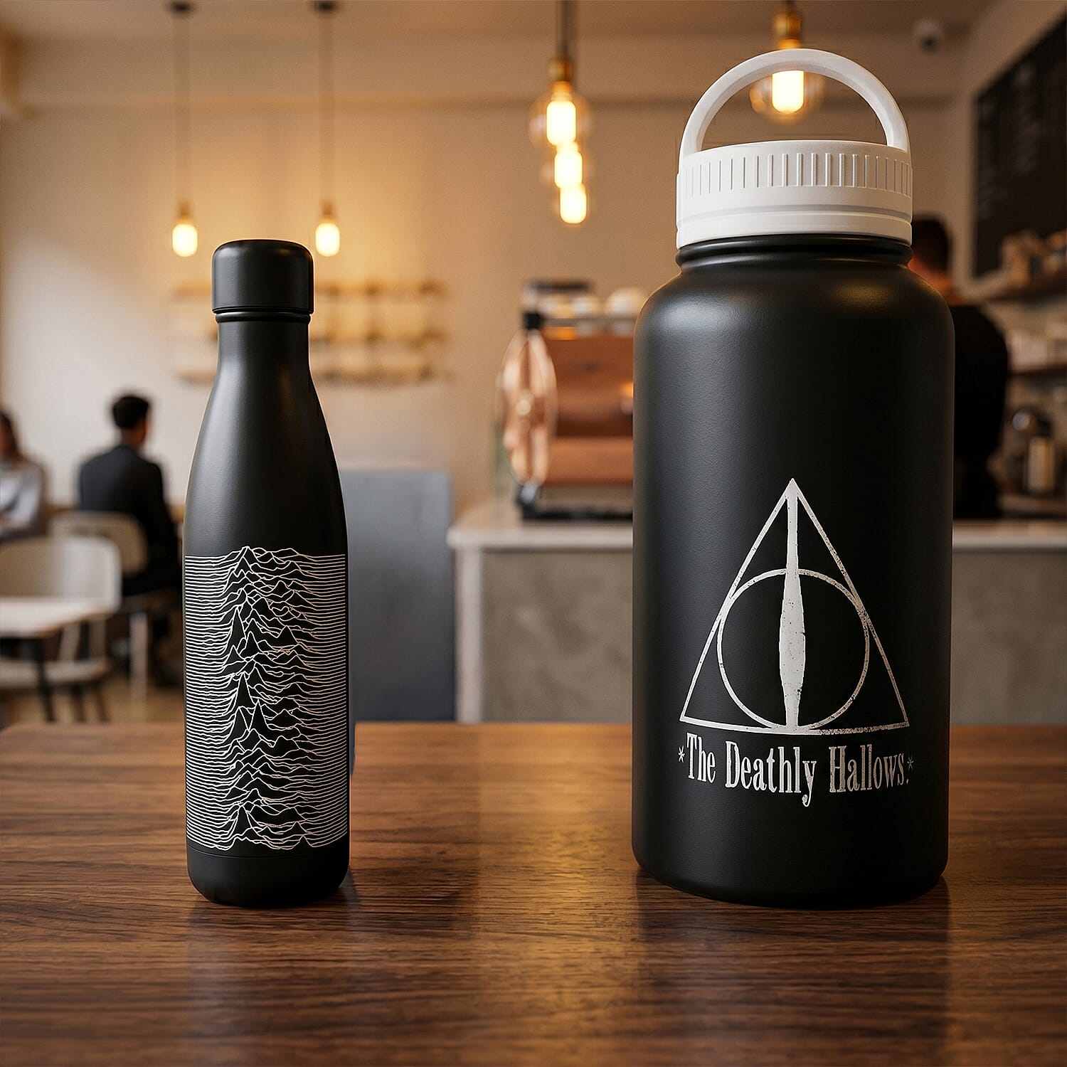 Set of 2 Joy Division Metal Drinks Stainless Steel Bottle & Deathly Hallows Metal Flask