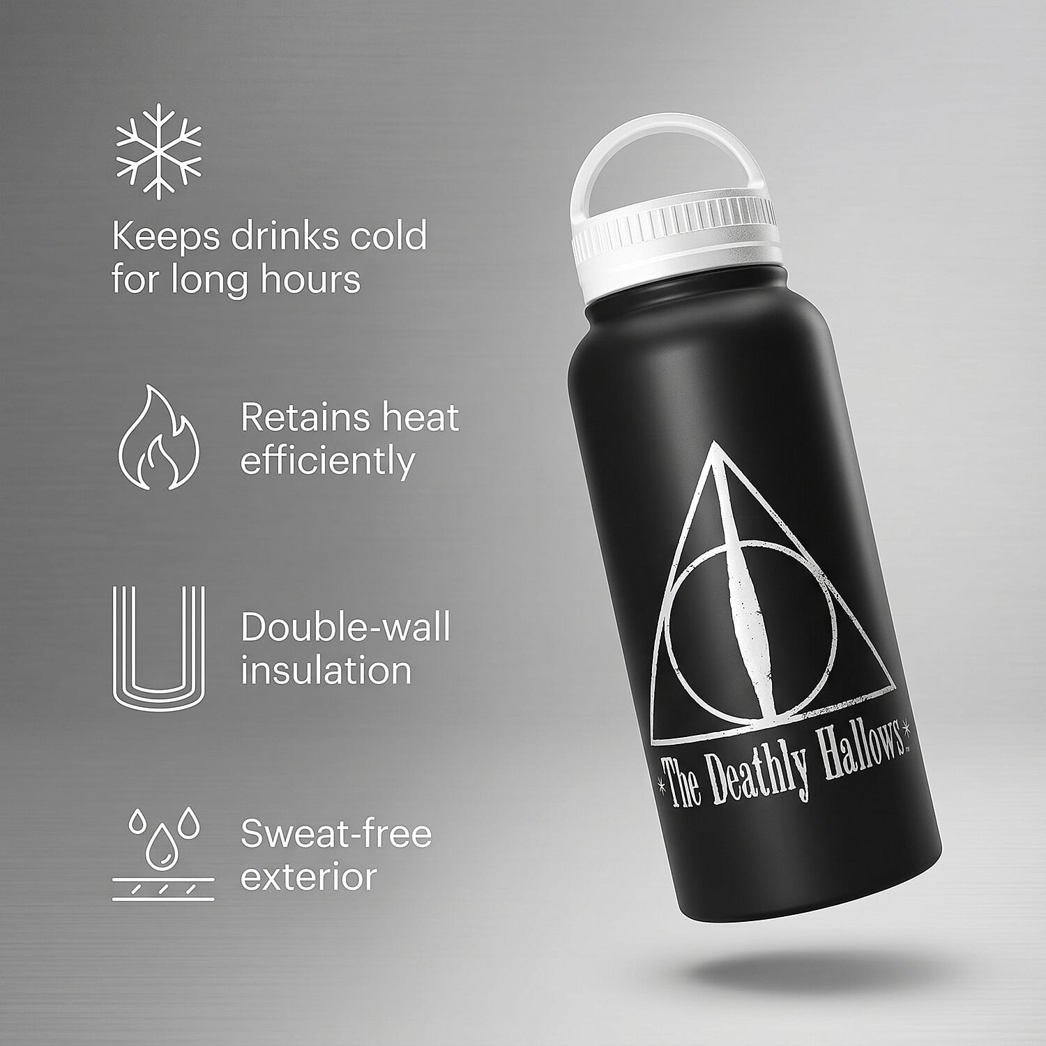 Set of 2 Fantasy-Themed Metal Water Bottles &ndash; Blood Of The Dragon & Deathly Hallows Designs