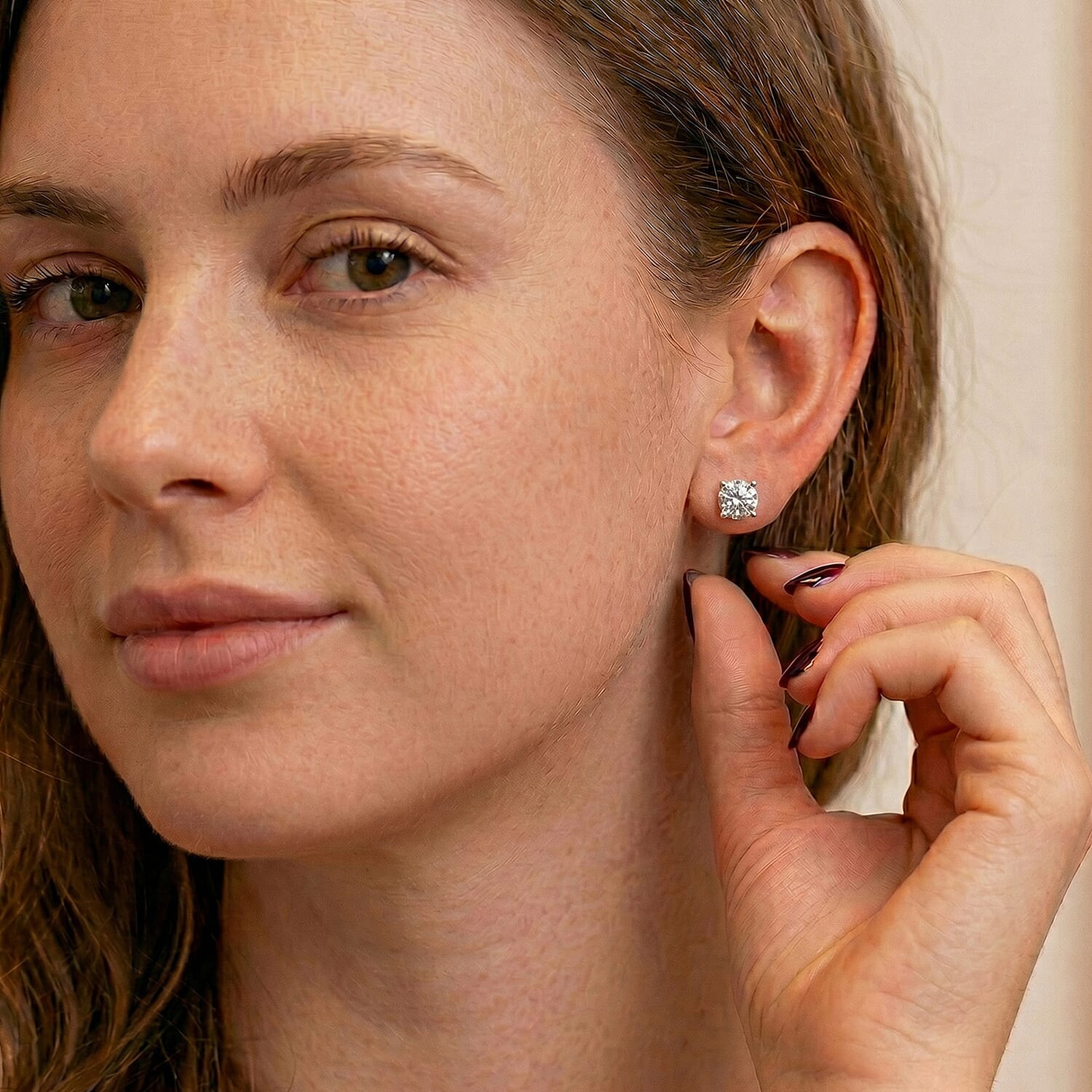 Set of 3 Moissanite Solitaire Stud Earrings in 18K Rose Gold, Platinum & Yellow Gold Plated Sterling Silver