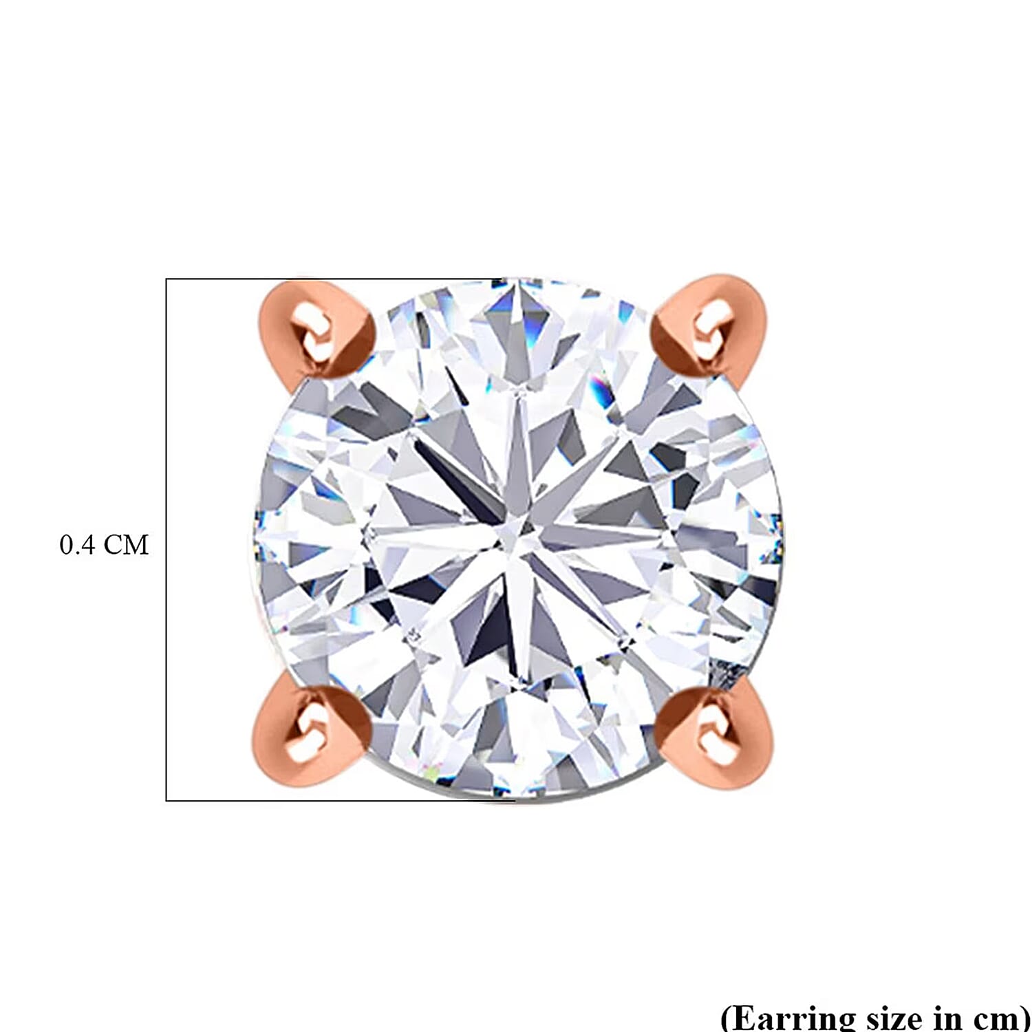 Set of 3 Moissanite Solitaire Stud Earrings in 18K Rose Gold, Platinum & Yellow Gold Plated Sterling Silver