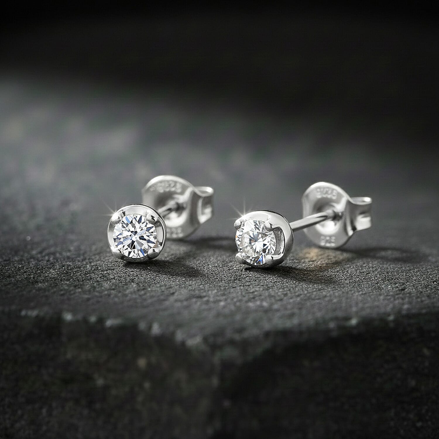 Set of 2 LUXURIANT Lab Grown Diamond Solitaire Stud Earrings &ndash; Rhodium & 18K Yellow Gold Vermeil, 0.21 Ct Each