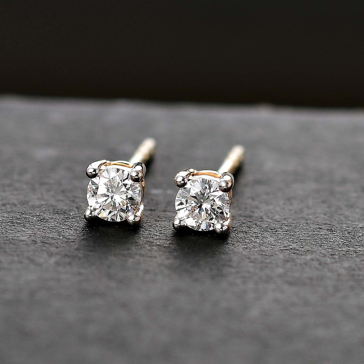 Set of 2 - LUXURIANT 0.25 Ct. Lab Grown Diamond Solitaire Stud Earrings in 9K White Gold and Yellow Gold, SGL Certified