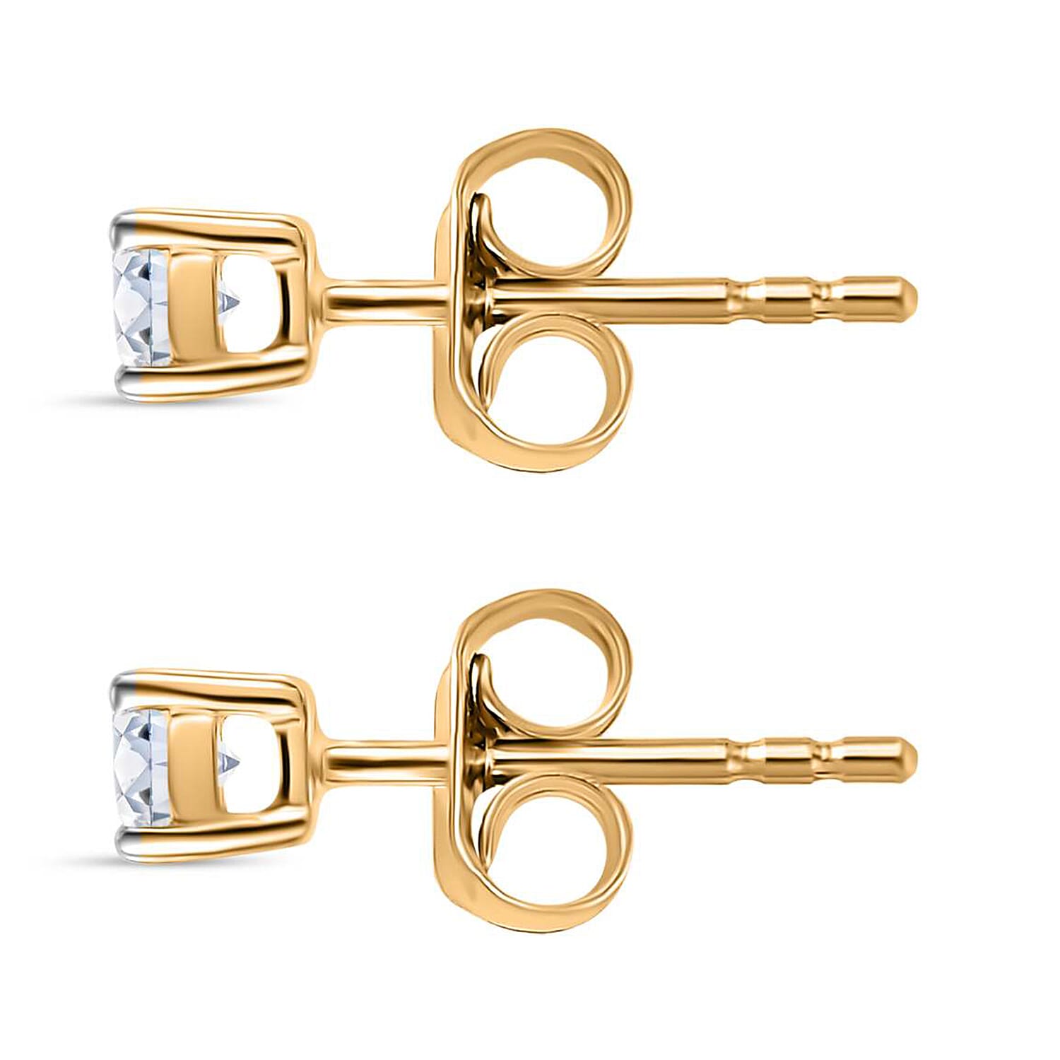 Set of 2 - LUXURIANT 0.25 Ct. Lab Grown Diamond Solitaire Stud Earrings in 9K White Gold and Yellow Gold, SGL Certified