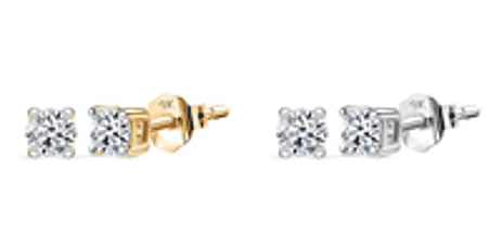 Set of 2 - LUXURIANT 0.25 Ct. Lab Grown Diamond Solitaire Stud Earrings in 9K White Gold and Yellow Gold, SGL Certified
