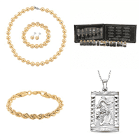 MAY DAY DEAL - Set of 4 Bundle Deals (- Golden Shell Pearl Beads set ,Dragon Emblem Necklace, Rope Bracelet and 14 Gemstone Wish Bottles)