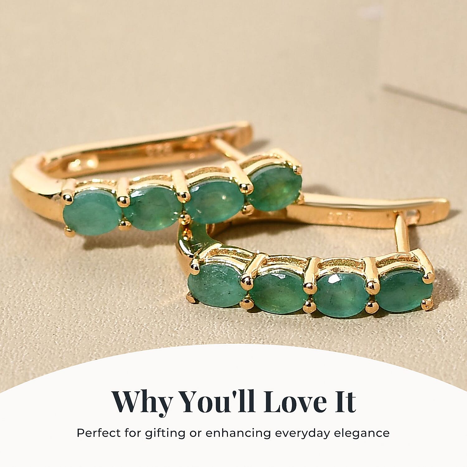 Emerald May Birthstone Hoop Earrings Bundle in Platinum Plated & 18K Vermeil Yellow Gold Plated Sterling Silver