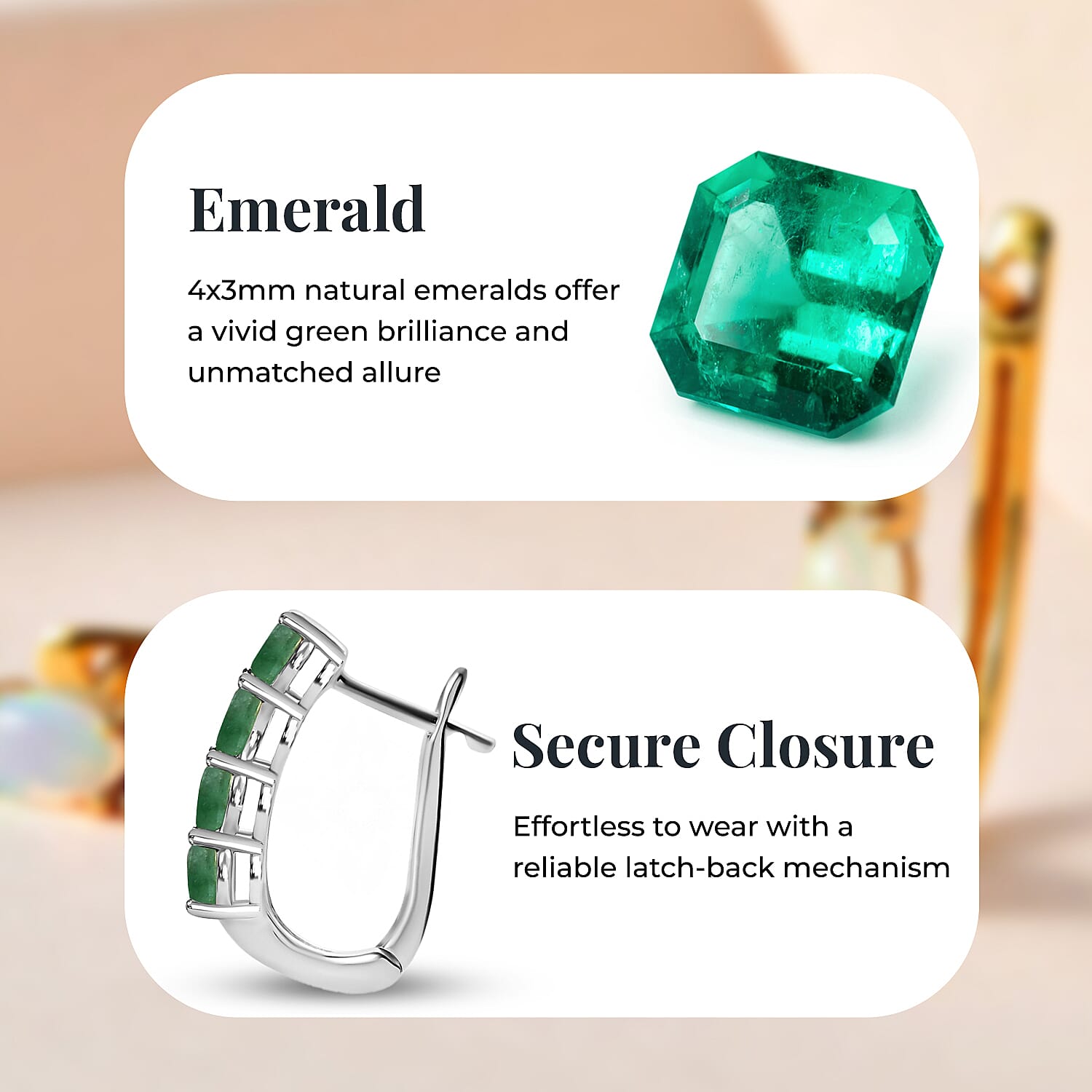 Emerald May Birthstone Hoop Earrings Bundle in Platinum Plated & 18K Vermeil Yellow Gold Plated Sterling Silver