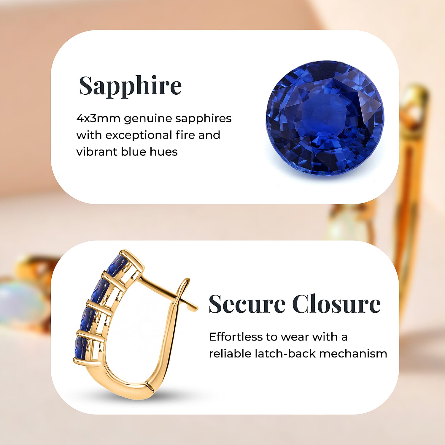 Sapphire September Birthstone Hoop Earrings Bundle in Platinum Plated & 18K Vermeil Yellow Gold Plated Sterling Silver