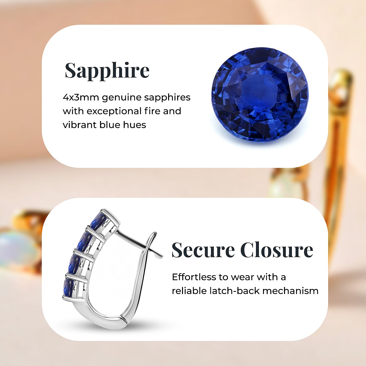 Sapphire September Birthstone Hoop Earrings Bundle in Platinum Plated & 18K Vermeil Yellow Gold Plated Sterling Silver