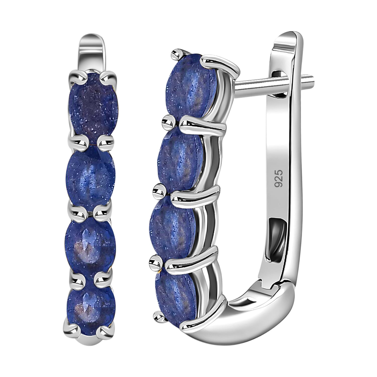 Sapphire September Birthstone Hoop Earrings Bundle in Platinum Plated & 18K Vermeil Yellow Gold Plated Sterling Silver