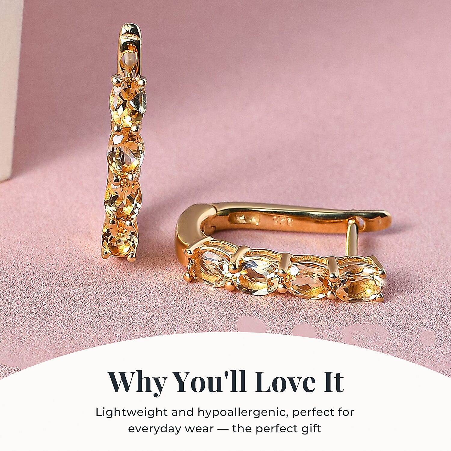 Citrine November Birthstone Hoop Earrings Bundle in Platinum Plated & 18K Vermeil Yellow Gold Plated Sterling Silver