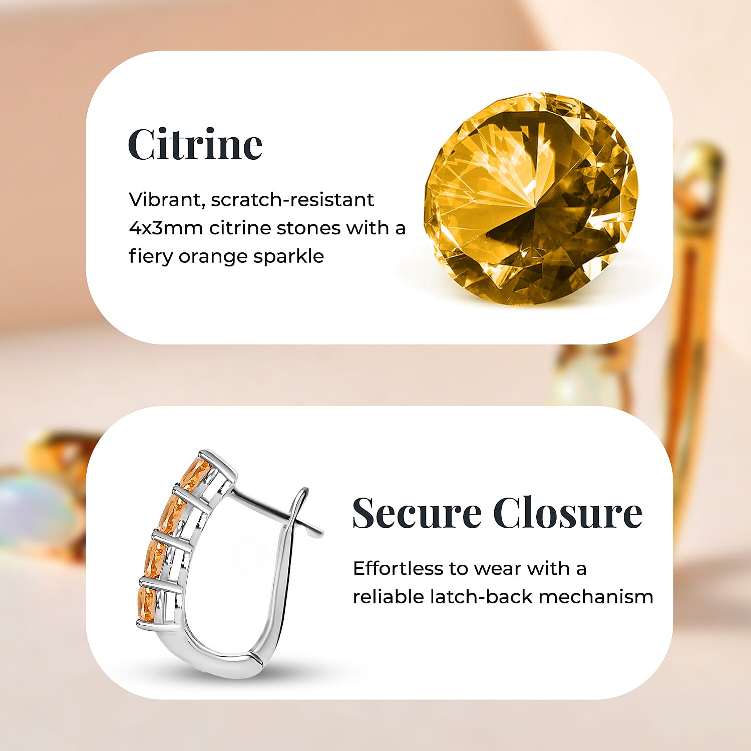 Citrine November Birthstone Hoop Earrings Bundle in Platinum Plated & 18K Vermeil Yellow Gold Plated Sterling Silver