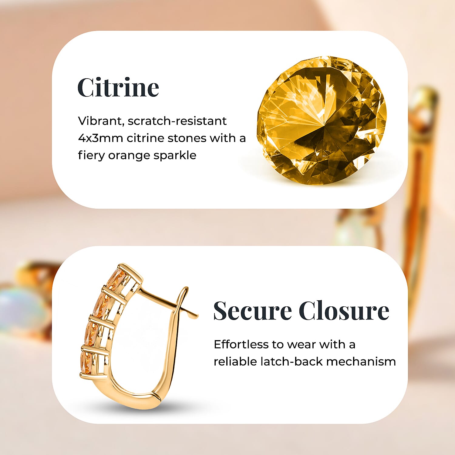 Citrine November Birthstone Hoop Earrings Bundle in Platinum Plated & 18K Vermeil Yellow Gold Plated Sterling Silver