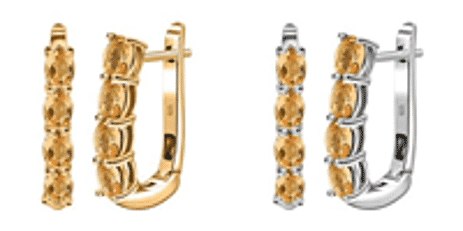 Citrine November Birthstone Hoop Earrings Bundle in Platinum Plated & 18K Vermeil Yellow Gold Plated Sterling Silver