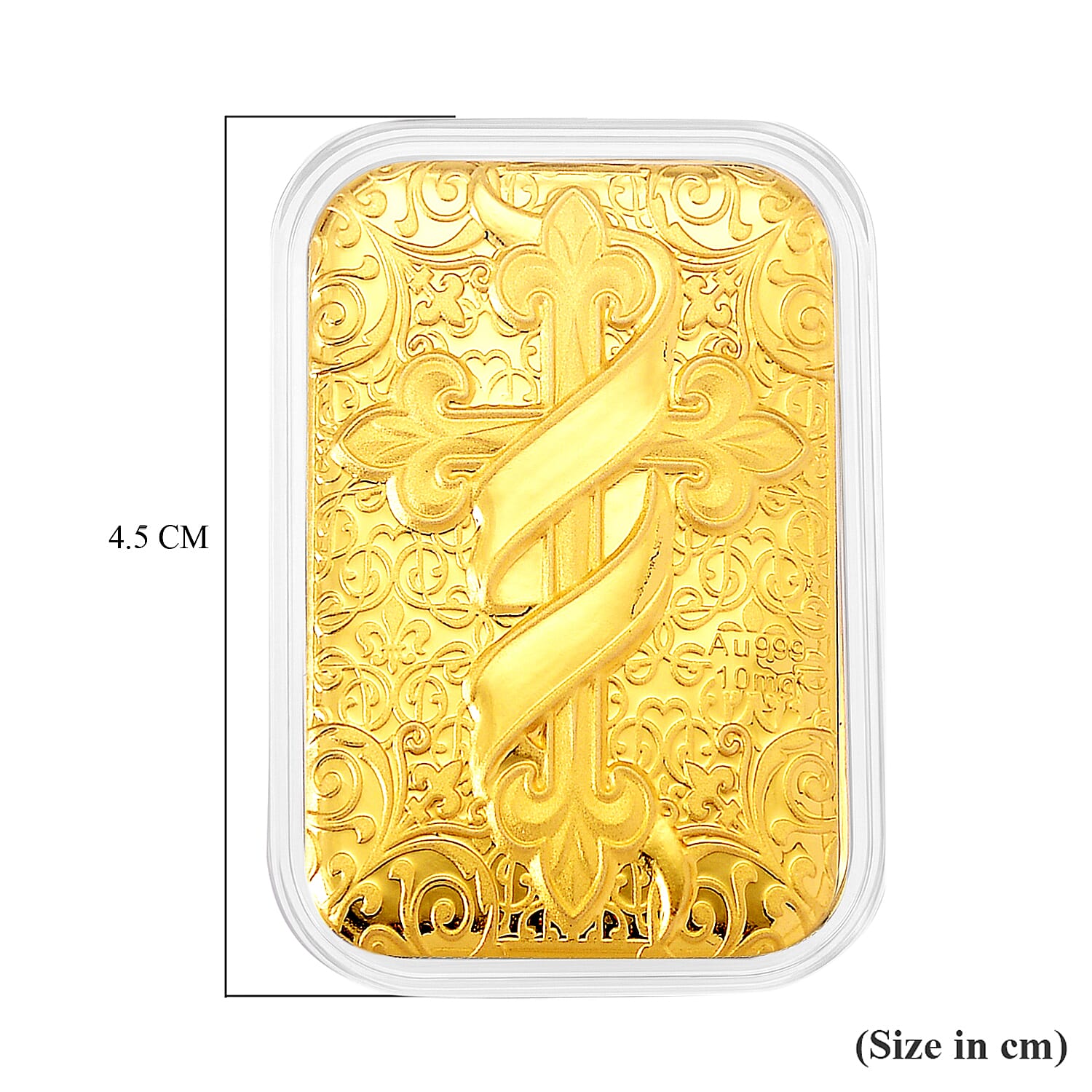 Set of 2 - 24K Yellow Gold (99.9 % Purity) Cross Embossed Collectables (Each 10mg)