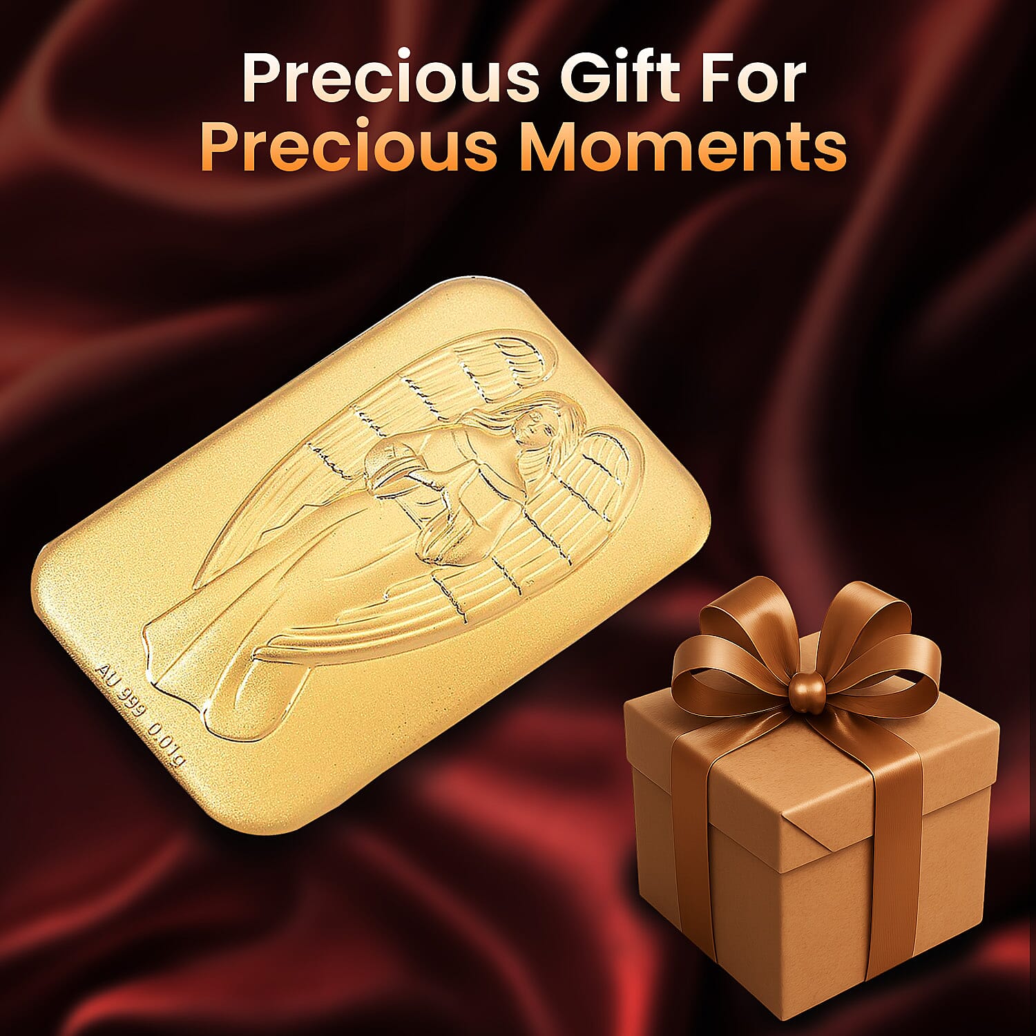 Set of 2 - 24K Yellow Gold (99.9% Purity) Angel Embossment Collectables (Each 10mg)