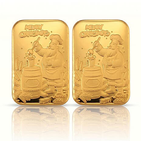 Set of 2 - 24K Yellow Gold Christmas Embossed Foil (39.40 MM x 25.60 MM) (Each 10mg)