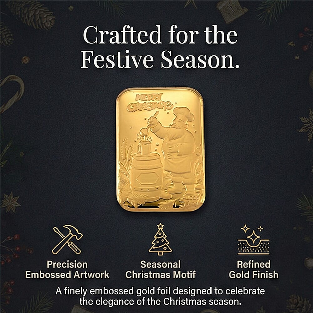 Set of 2 - 24K Yellow Gold Christmas Embossed Foil (39.40 MM x 25.60 MM) (Each 10mg)