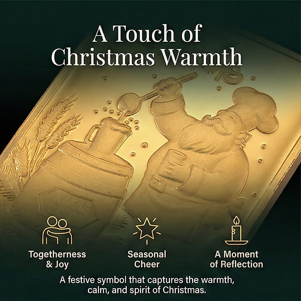 Set of 2 - 24K Yellow Gold Christmas Embossed Foil (39.40 MM x 25.60 MM) (Each 10mg)