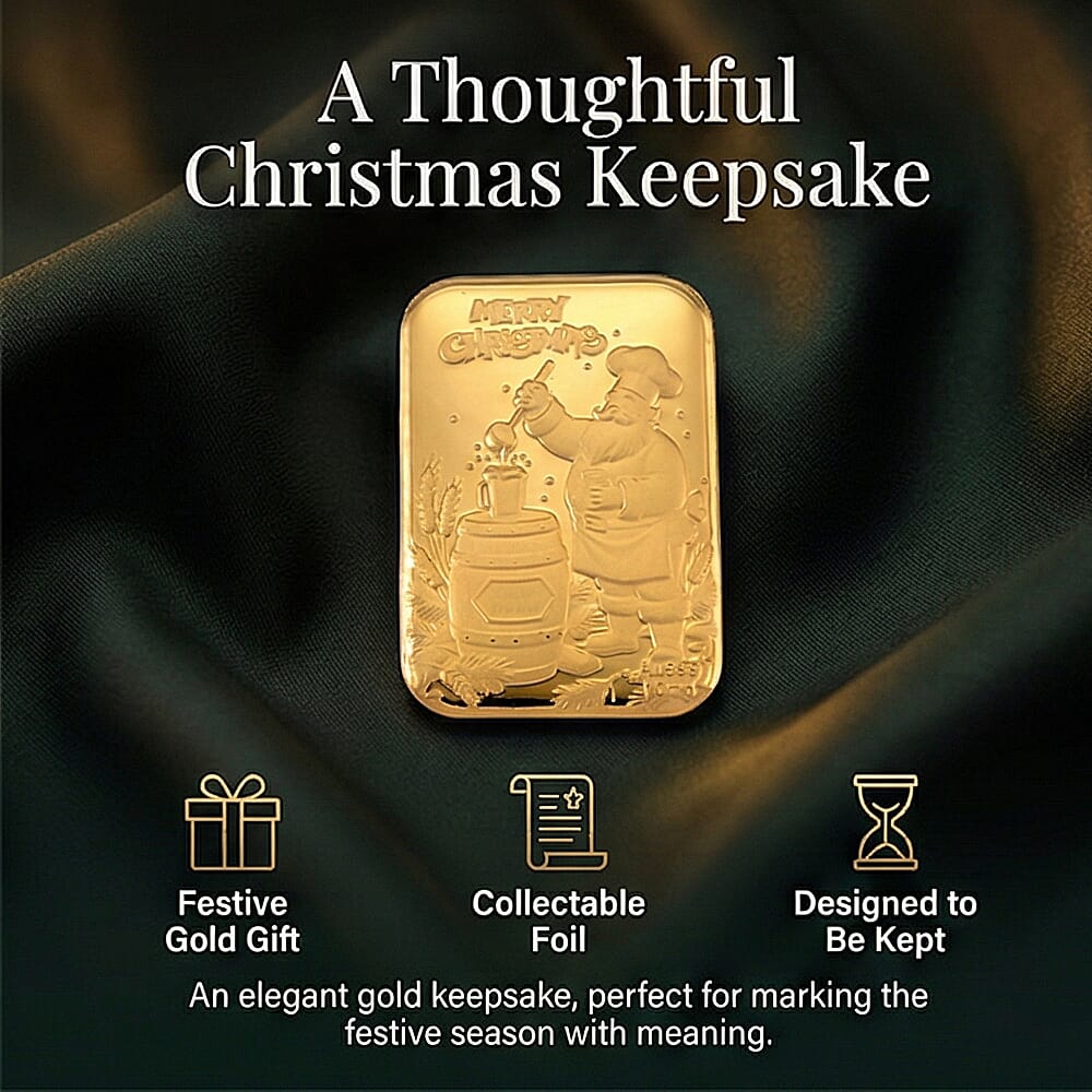 Set of 2 - 24K Yellow Gold Christmas Embossed Foil (39.40 MM x 25.60 MM) (Each 10mg)