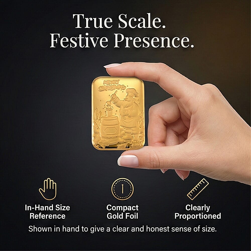 Set of 2 - 24K Yellow Gold Christmas Embossed Foil (39.40 MM x 25.60 MM) (Each 10mg)