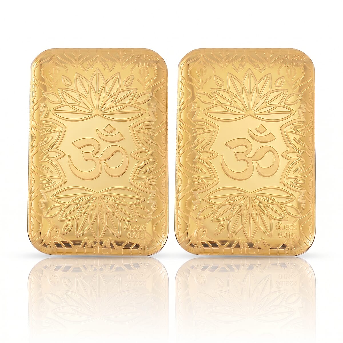 Set of 2 - 24K Yellow Gold (99.9% Purity) Om Embossed Collectable (Each 10mg)