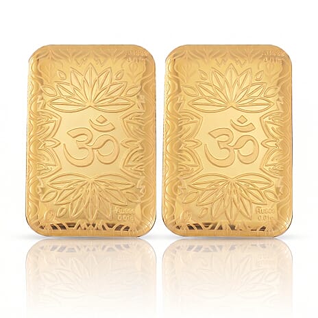Set of 2 - 24K Yellow Gold (99.9% Purity) Om Embossed Collectable (Each 10mg)