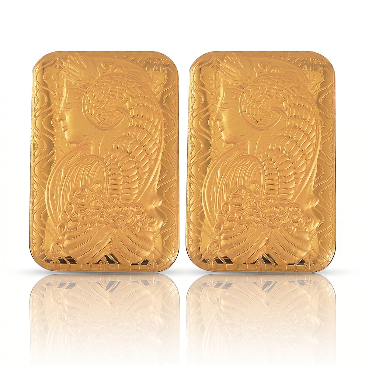 Set of 2 - 24K Yellow Gold (99.9% Purity) Lady Fortuna Collectable (Each 10mg)