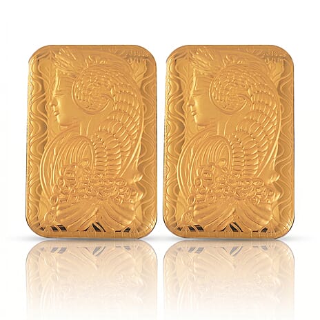 Set of 2 - 24K Yellow Gold (99.9% Purity) Lady Fortuna Collectable (Each 10mg)