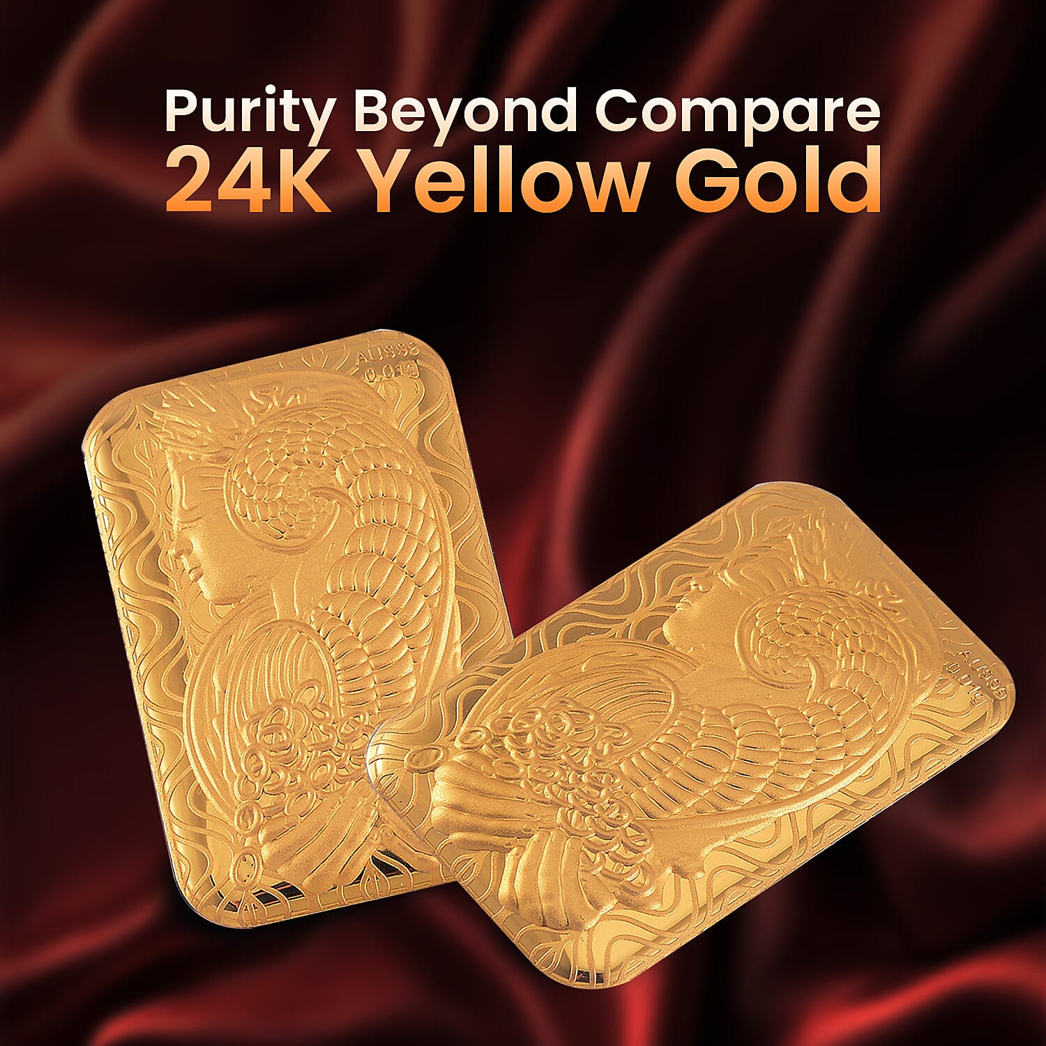 Set of 2 - 24K Yellow Gold (99.9% Purity) Lady Fortuna Collectable (Each 10mg)