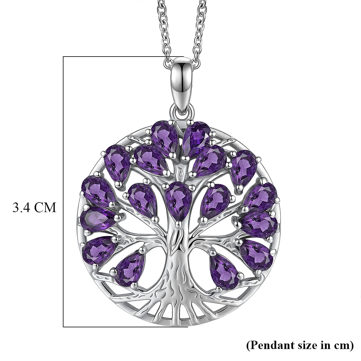 EverTrue Set of African Amethyst Tree Of Life Earrings and Pendant with Chain (Size 20)