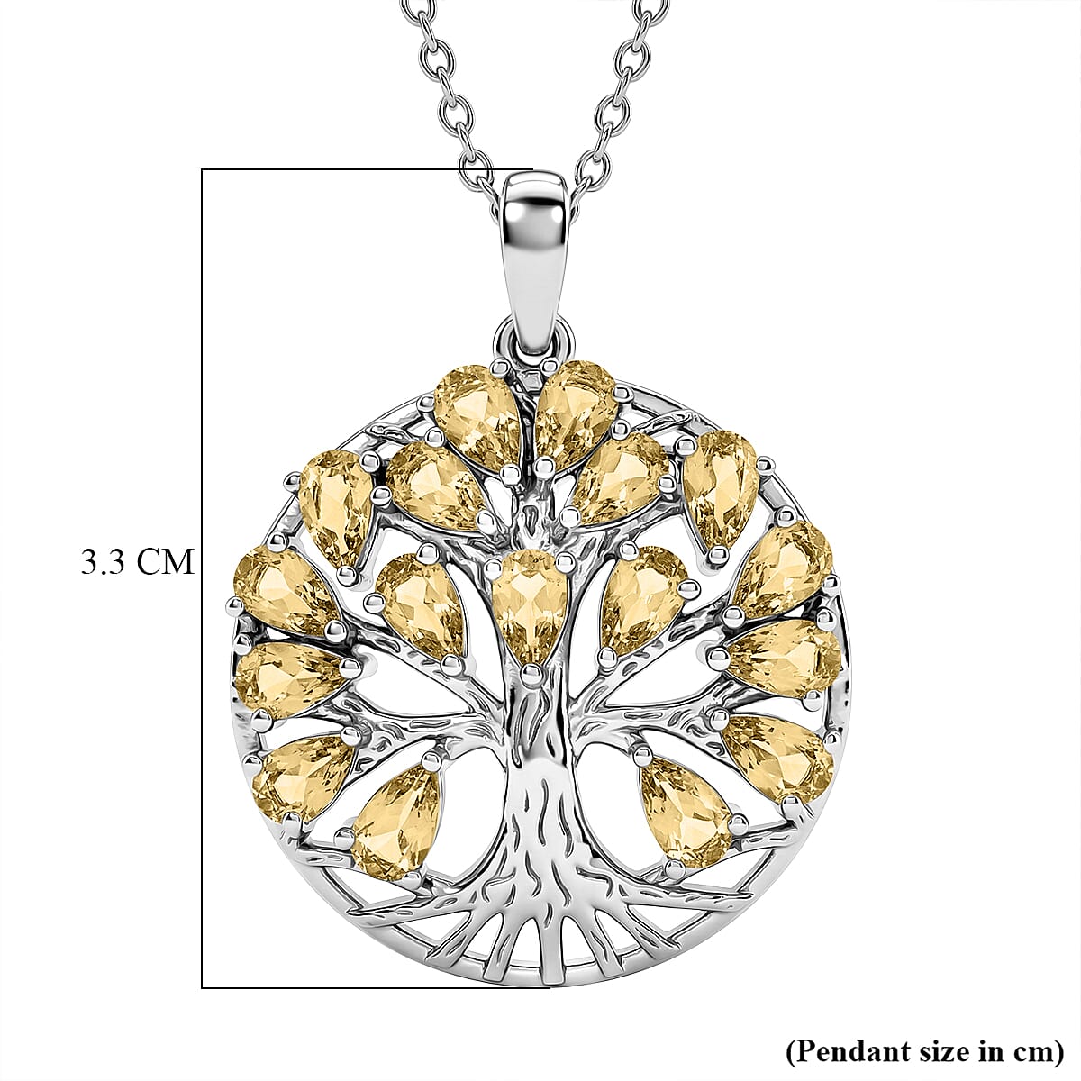 EverTrue Set of Citrine Tree Of Life Earrings and Pendant with Chain (Size 20)