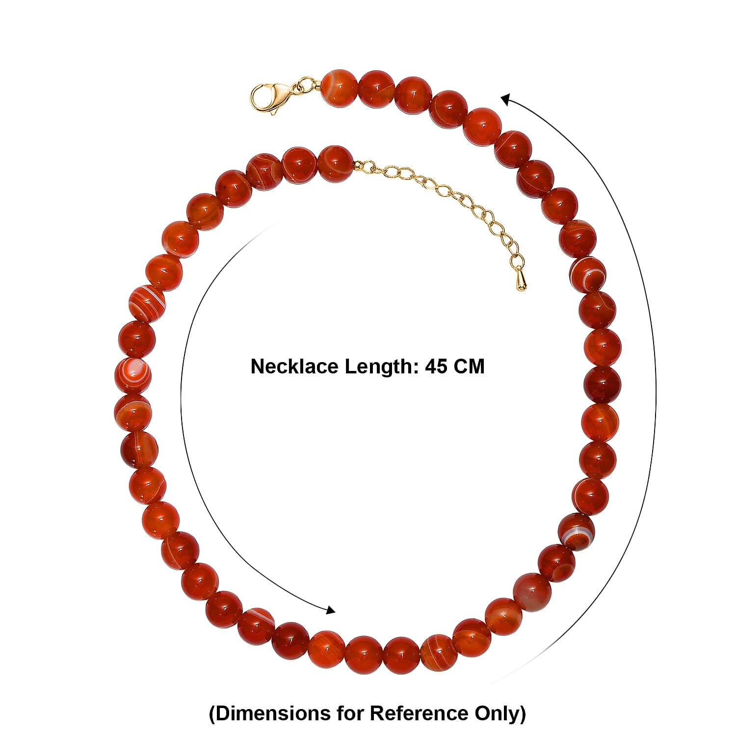 EverTrue Set of Banded Agate Adjustable Beads Bracelet and Necklace (Size - 18-2 Ext) in Yellow Gold Tone