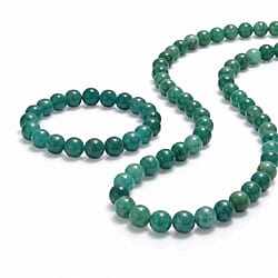 EverTrue Set of Banded Agate Adjustable Beads Bracelet and Necklace (Size - 18-2 Ext) in Yellow Gold Tone