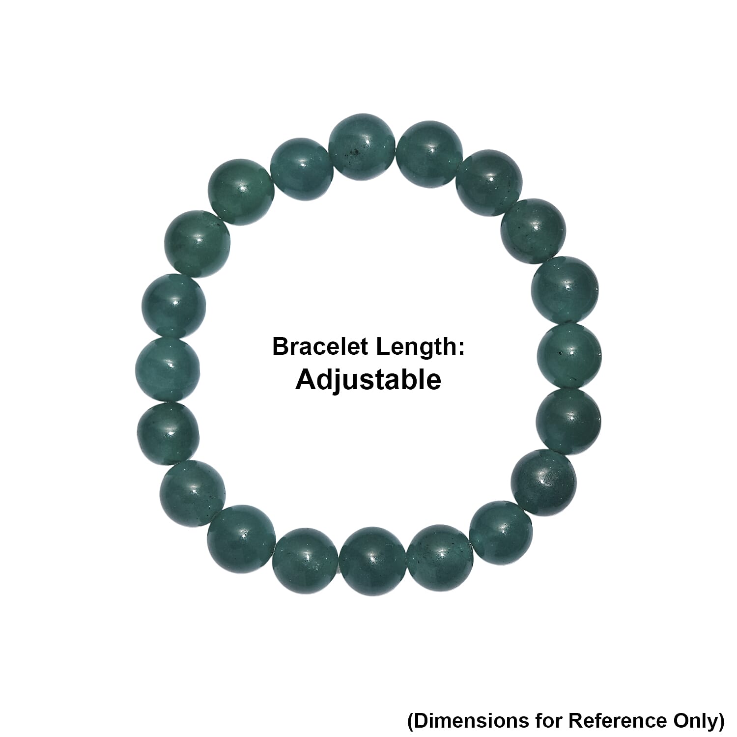 EverTrue Set of Green Agate Adjustable Beads Bracelet and Necklace (Size - 18-2 Ext) in Yellow Gold Tone