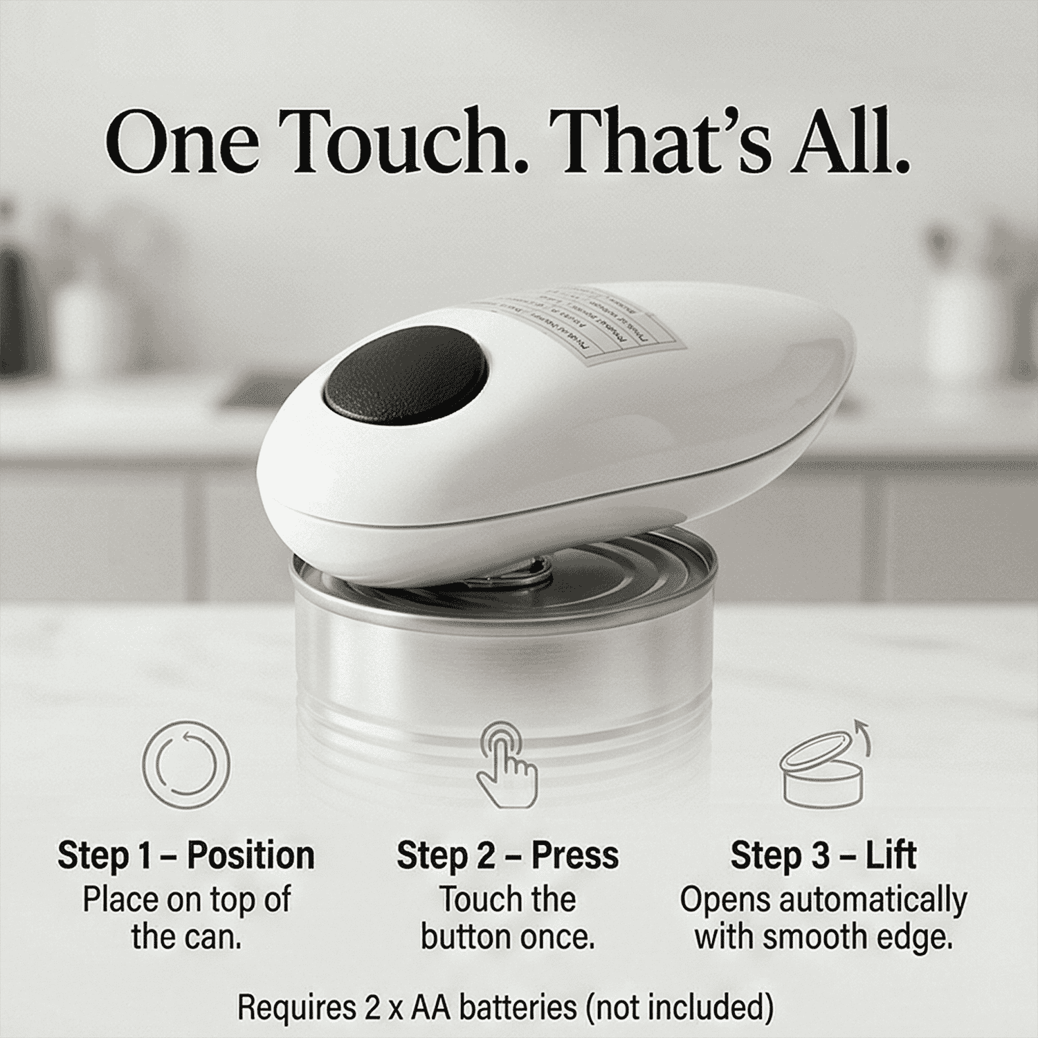 Set of 2 - Livmore Automatic Can Opener - Battery Operated (2 x AA not inc) - White