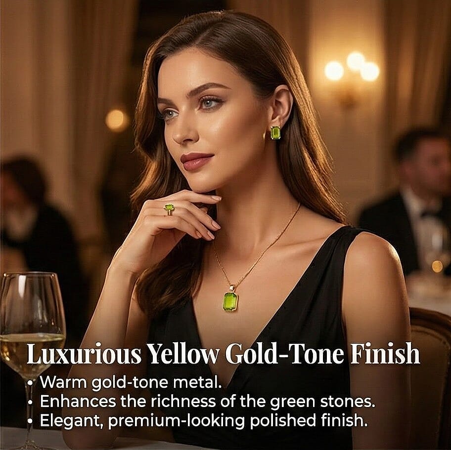 Austrian Crystal Set - Solitaire Adjustable Ring, Earrings, and Pendant with Chain