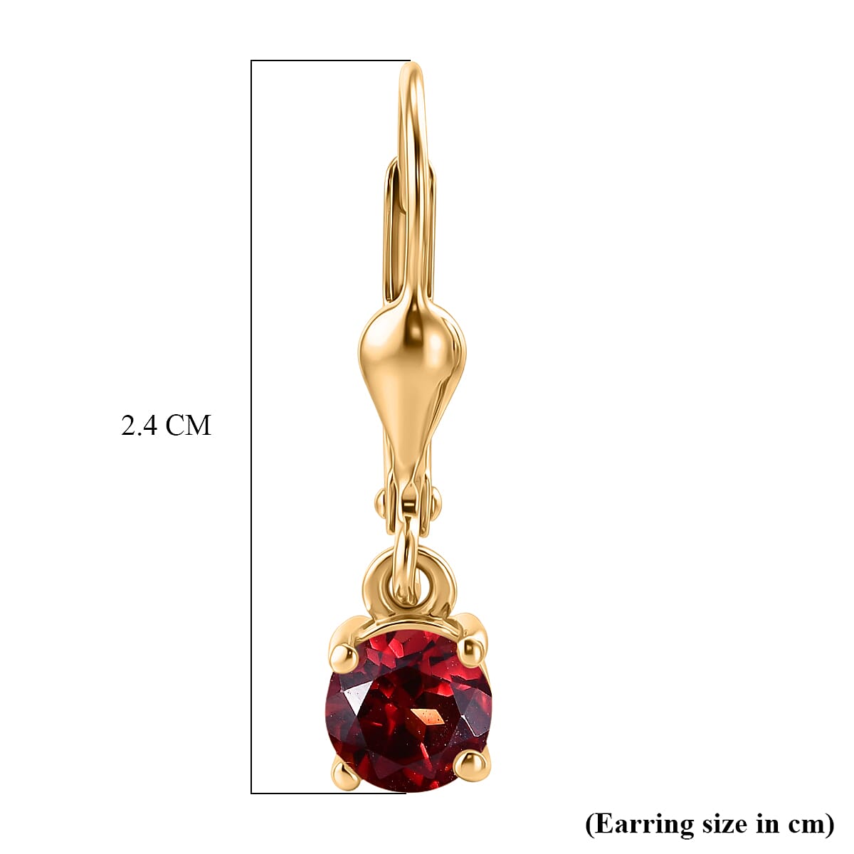 D'Joy Red Garnet Solitaire Stud Earrings Bundle in 18K Yellow Gold Plated & Rhodium Plated Sterling Silver