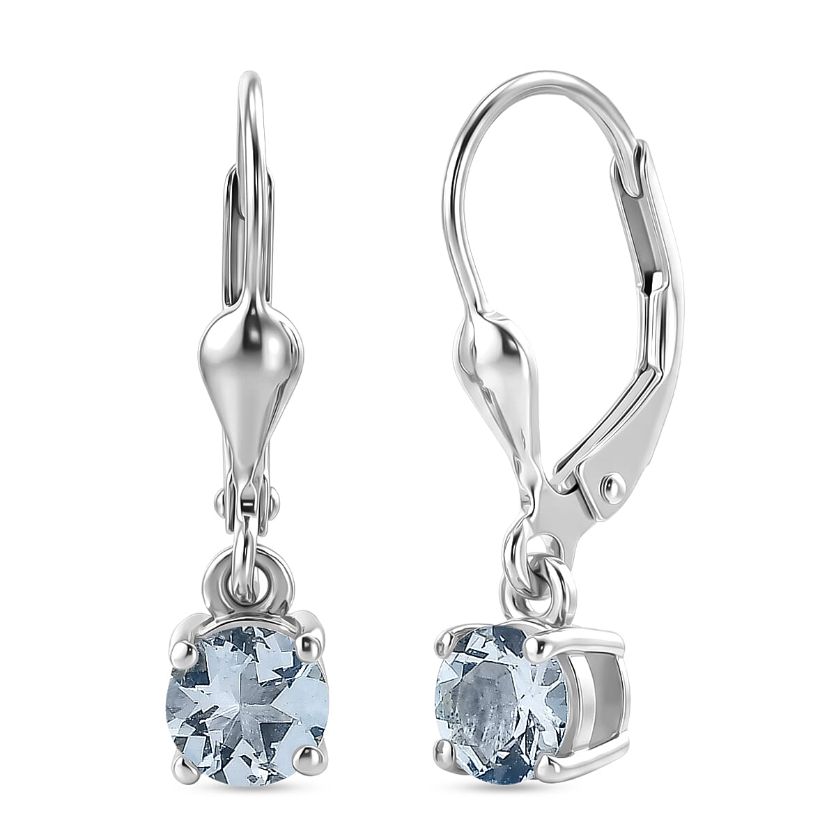 D'Joy Set of 2 Aquamarine Solitaire Drop Earrings in 18K Yellow Gold Plated & Rhodium Plated Sterling Silver