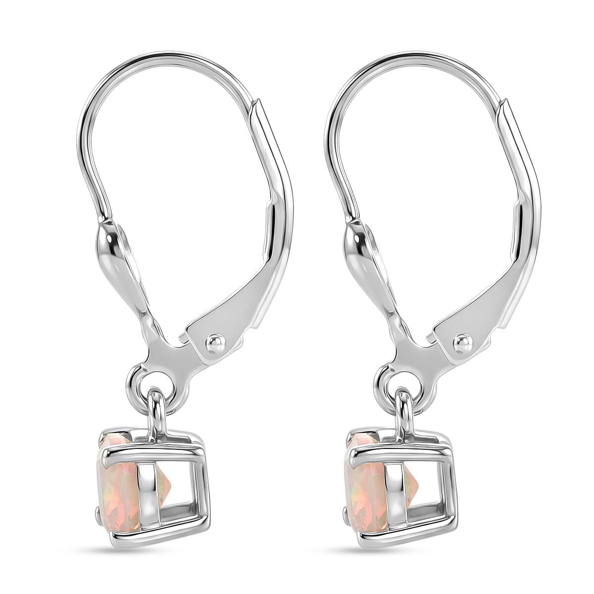 D'Joy Set of 2 Ethiopian Opal Solitaire Drop Earrings in 18K Yellow Gold Plated & Rhodium Plated Sterling Silver