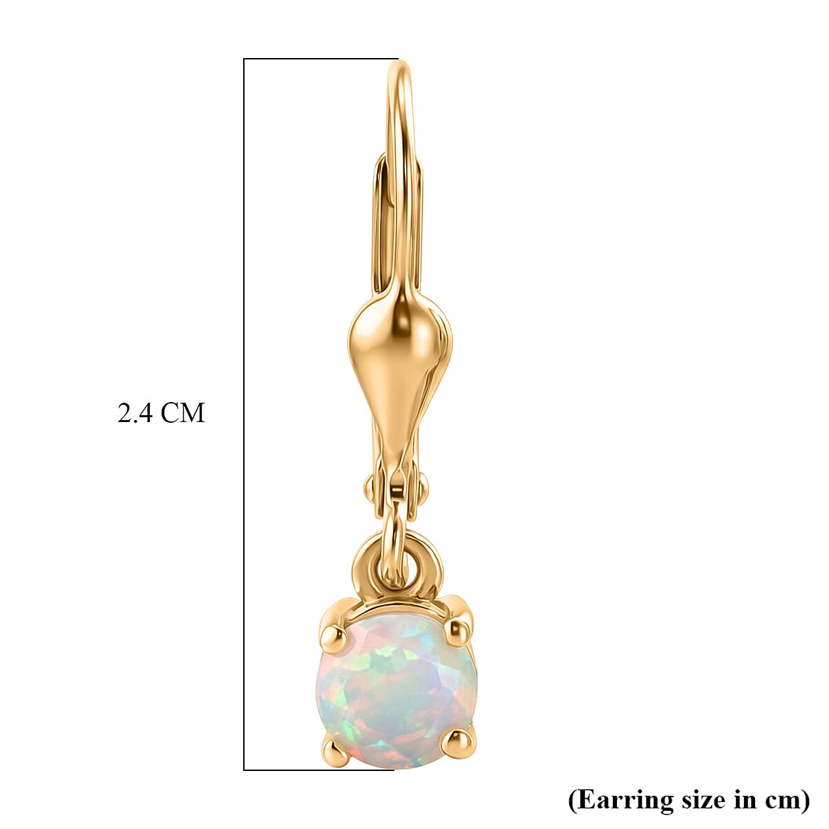D'Joy Set of 2 Ethiopian Opal Solitaire Drop Earrings in 18K Yellow Gold Plated & Rhodium Plated Sterling Silver