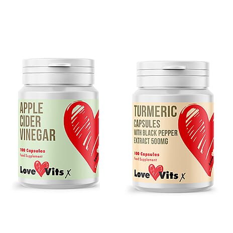 Set of 2 Love Vits Turmeric & Apple Cider Vinegar Capsules (100 Capsules Each)