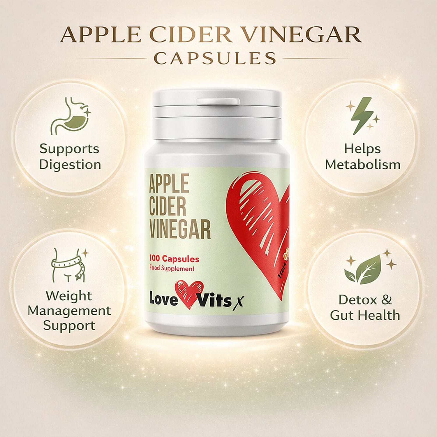 Set of 2 Love Vits Turmeric & Apple Cider Vinegar Capsules (100 Capsules Each)