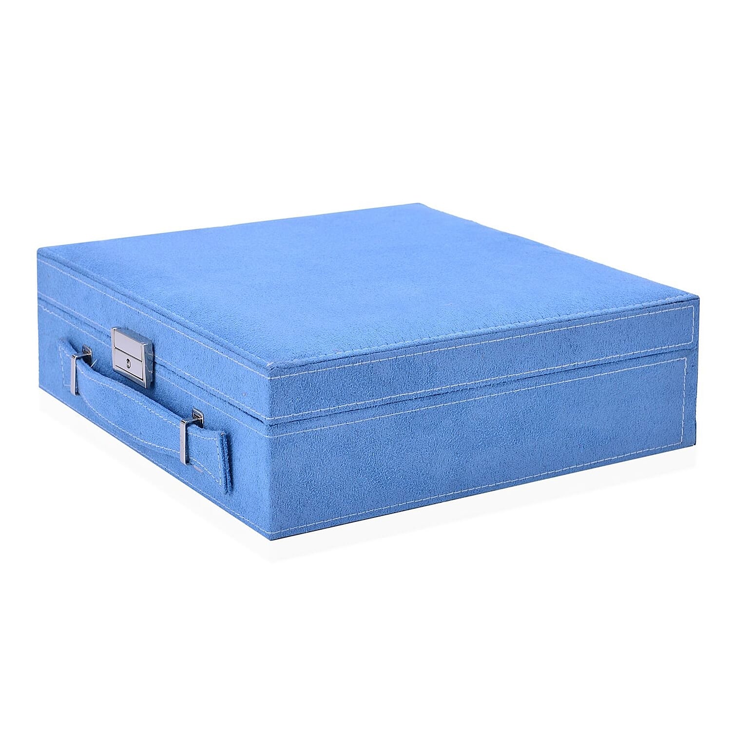 Set of 2 Premium 2-Tier Jewellery Storage Boxes with Anti-Tarnish Protection - White and Turquoise