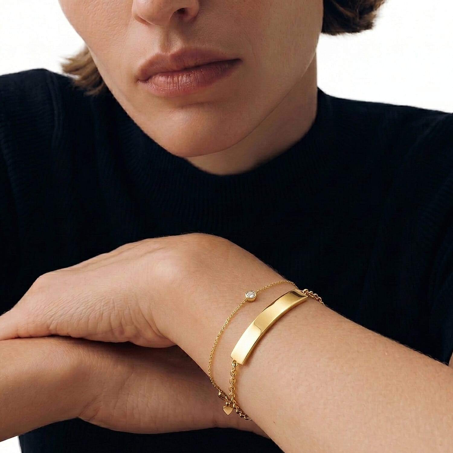 Set of 3 Personalised Bar Bracelets in Gold, Silver & Rose Gold Tones (Each Size - 7-1.5 Ext)