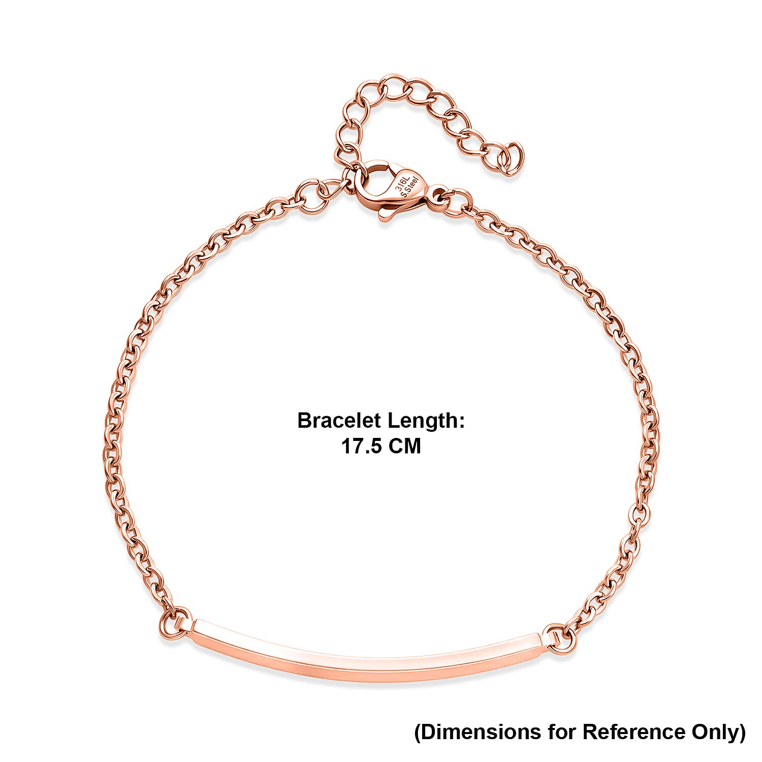 Set of 3 Personalised Bar Bracelets in Gold, Silver & Rose Gold Tones (Each Size - 7-1.5 Ext)