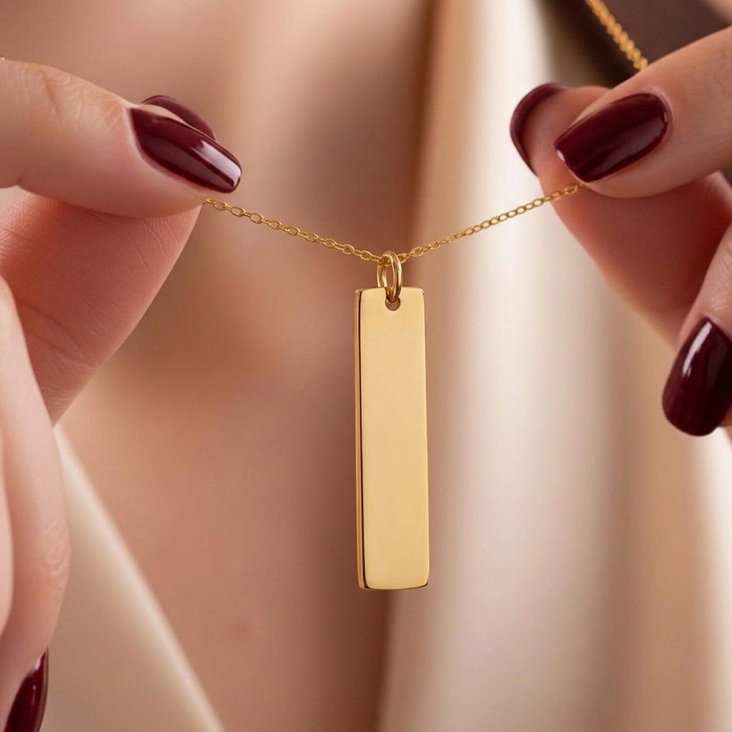Set of 3 Personalised Bar Pendants with Chains in Gold, Silver & Rose Gold Tones (20 Inches)